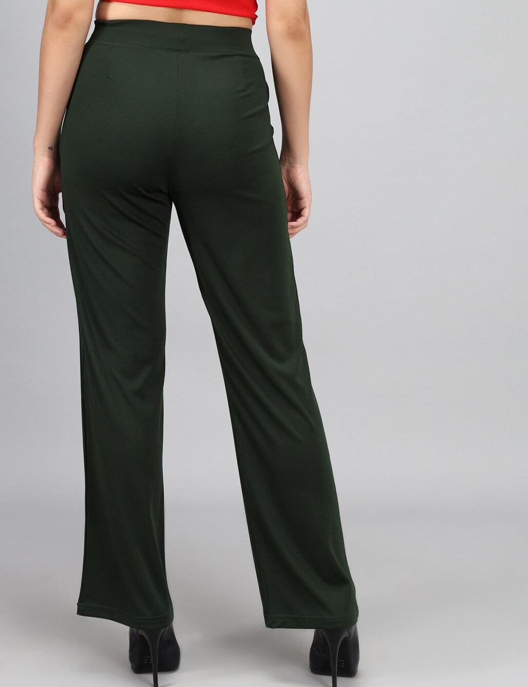 Kotty Women Green High-Rise Bootcut Trousers