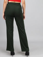 Kotty Women Green High-Rise Bootcut Trousers