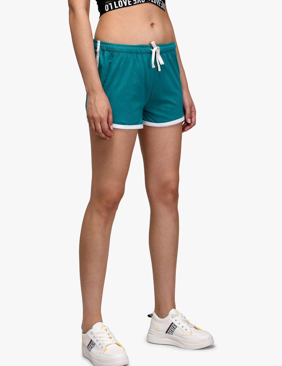 Kotty Women Teal Green Solid Regular Fit Shorts