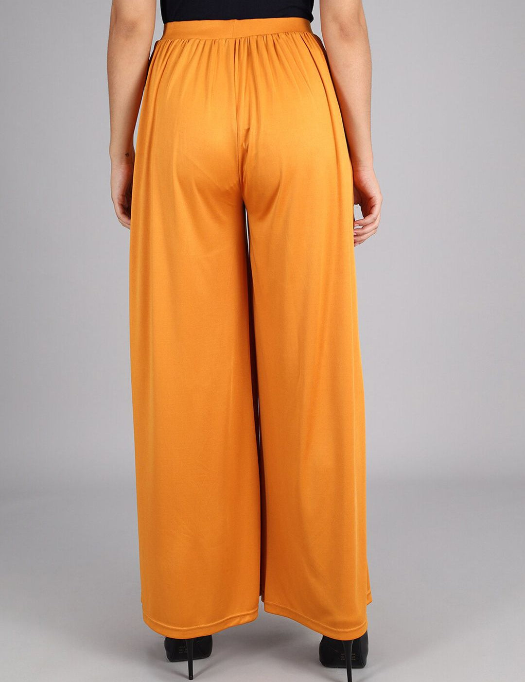 Kotty Women Yellow Flared High-Rise Pleated Parallel Trousers