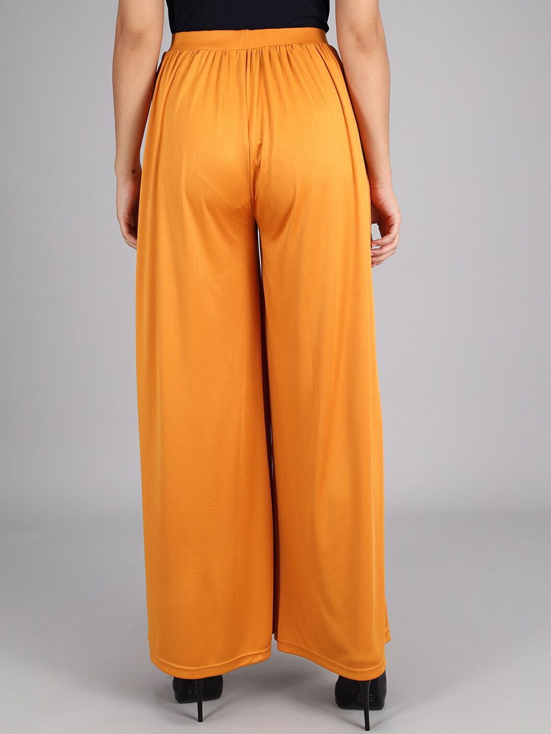 Kotty Women Yellow Flared High-Rise Pleated Parallel Trousers