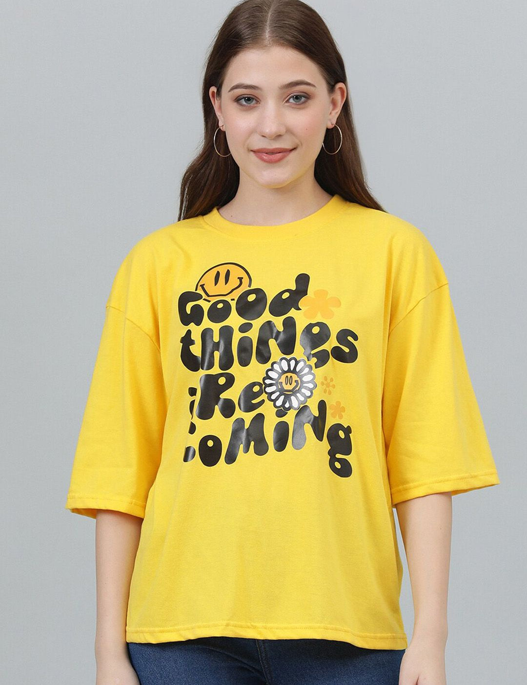 Kotty Typography Printed Oversized T-shirt