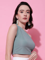 KOTTY Basics One Shoulder Fitted Crop Top