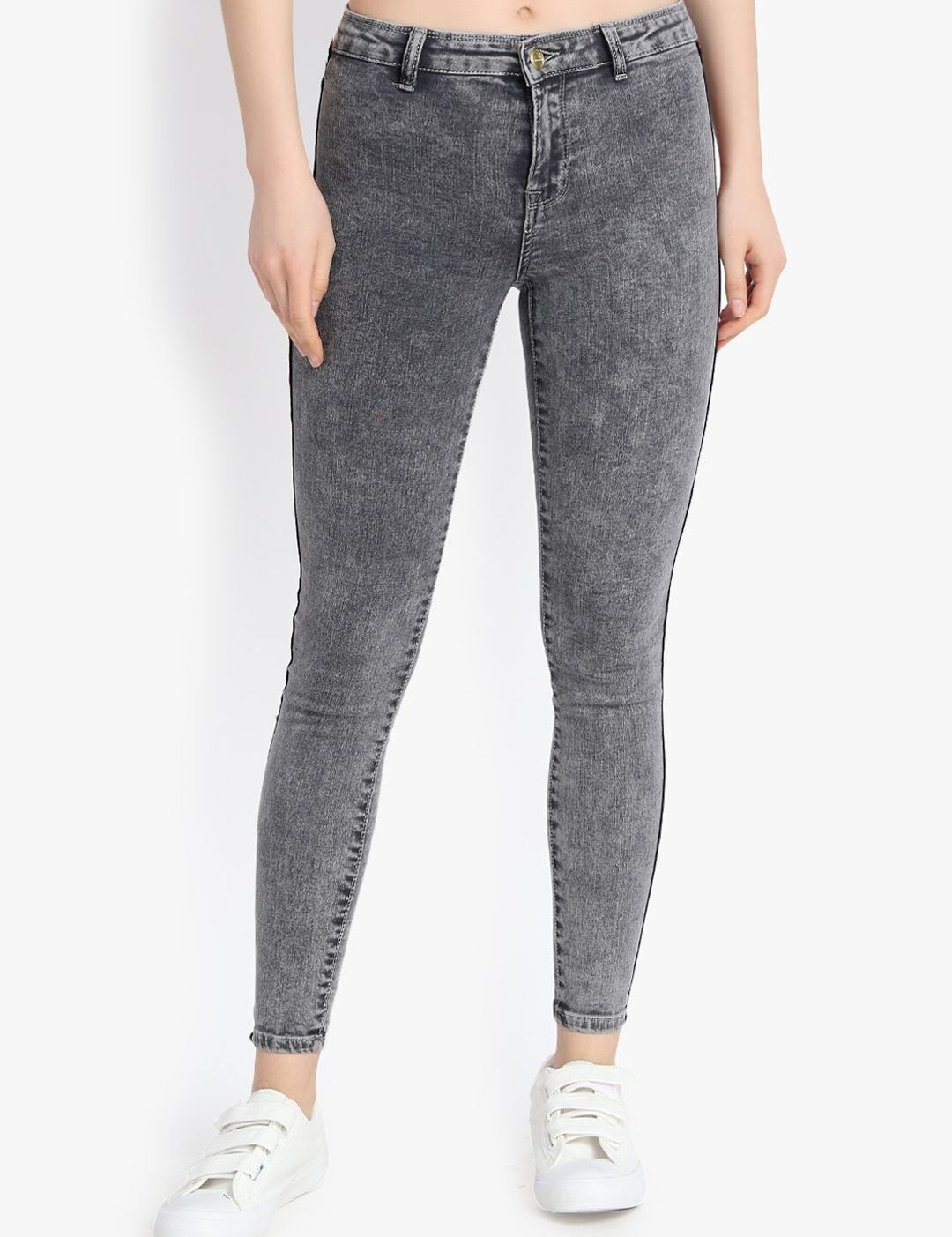 Kotty Women Charcoal Grey Skinny Fit High-Rise Clean Look Jeans