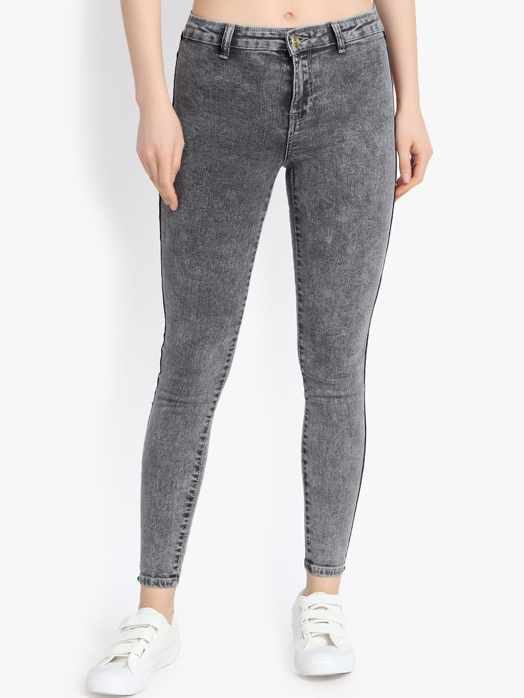 Kotty Women Charcoal Grey Skinny Fit High-Rise Clean Look Jeans