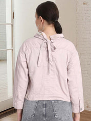 Kotty Women Spread Collar Solid Denim Jacket