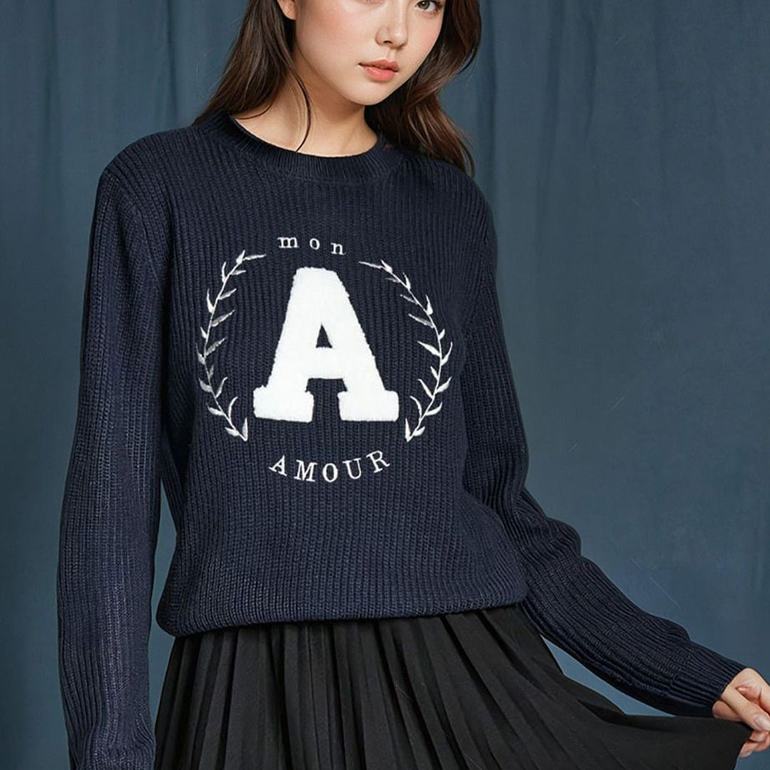 Kotty Women Typography Printed Long Sleeves Pullover Sweater 