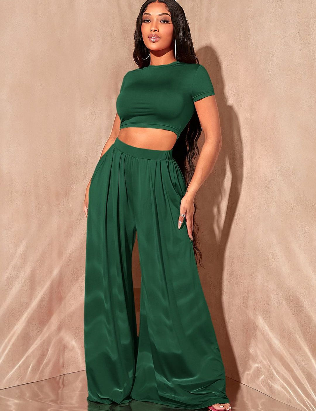 Kotty Round Neck Short Sleeves Top & Palazzo 