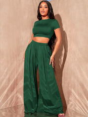 Kotty Round Neck Short Sleeves Top & Palazzo 