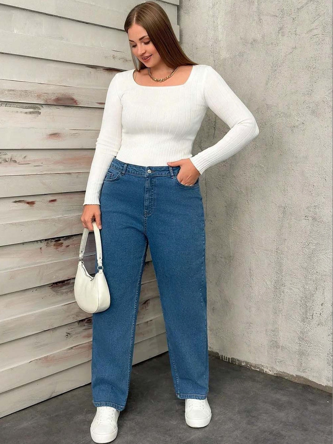 Kotty Women High Rise Straight Wide Fit Denim Jeans