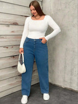 Kotty Women High Rise Straight Wide Fit Denim Jeans