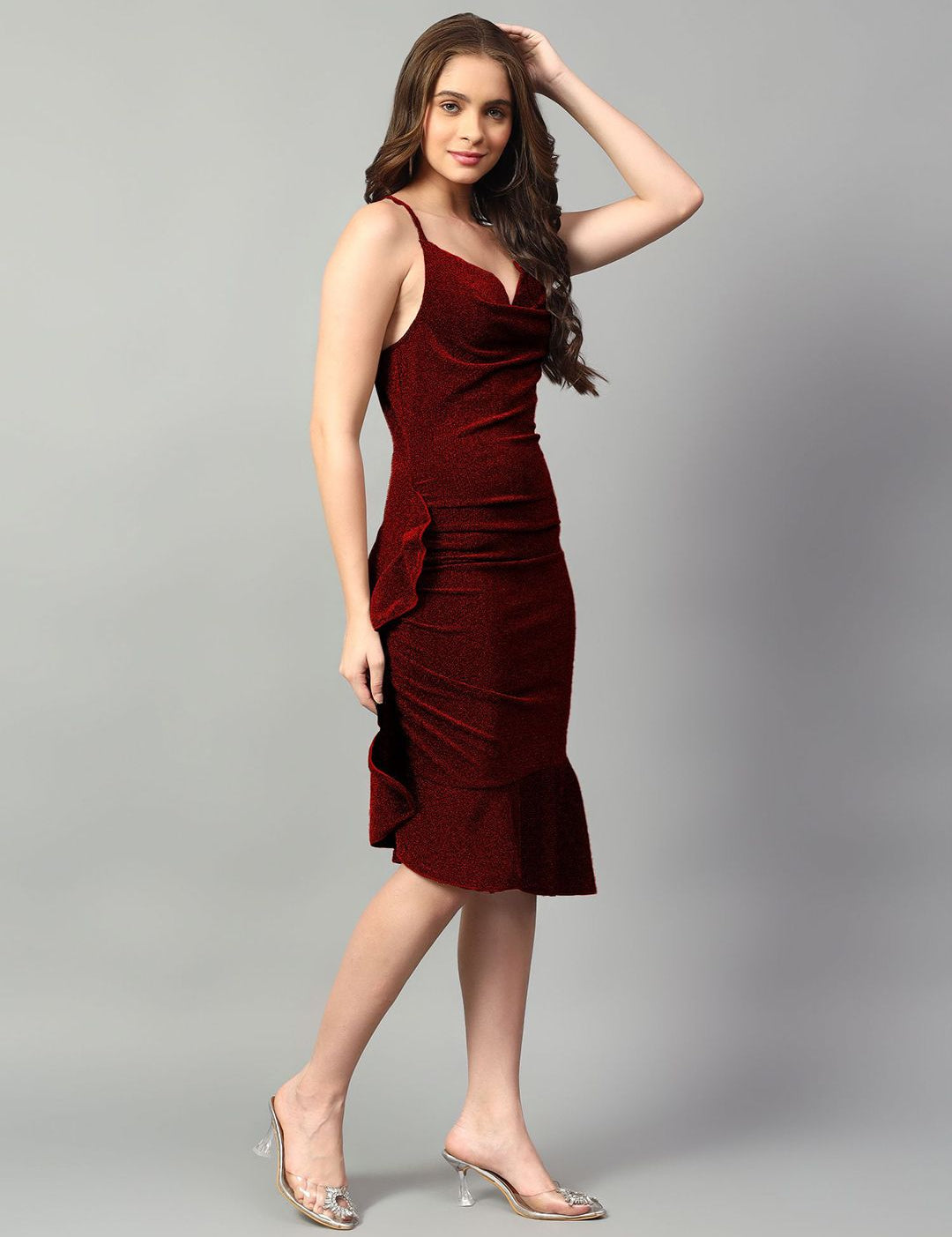 Kotty Women Embellished Cowl Neck Sheath Dress