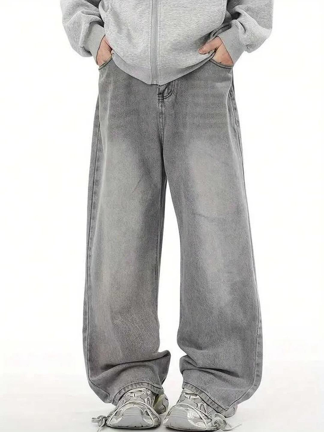 Kotty Men Wide Leg Low Rise Light Fade Stretchable Jeans