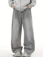 Kotty Men Wide Leg Low Rise Light Fade Stretchable Jeans