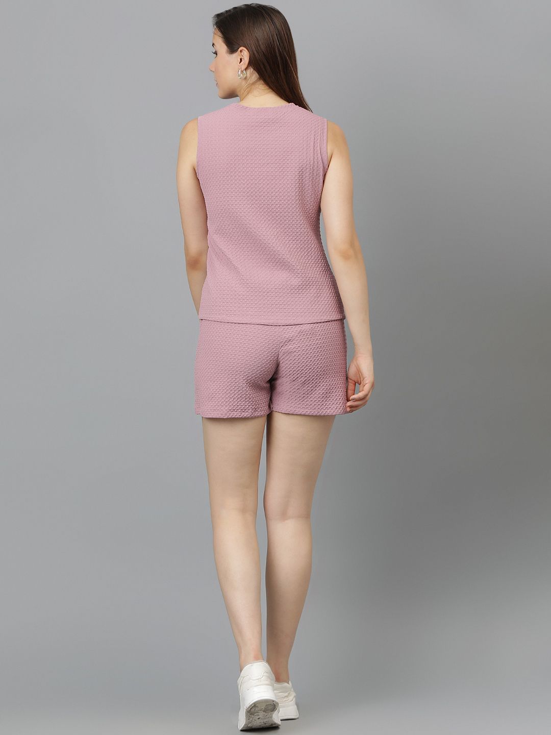 Kotty Pink Round Neck Sleeveless Top & Shorts