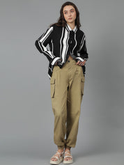 Kotty Women Opaque Striped Casual Oversized Shirt