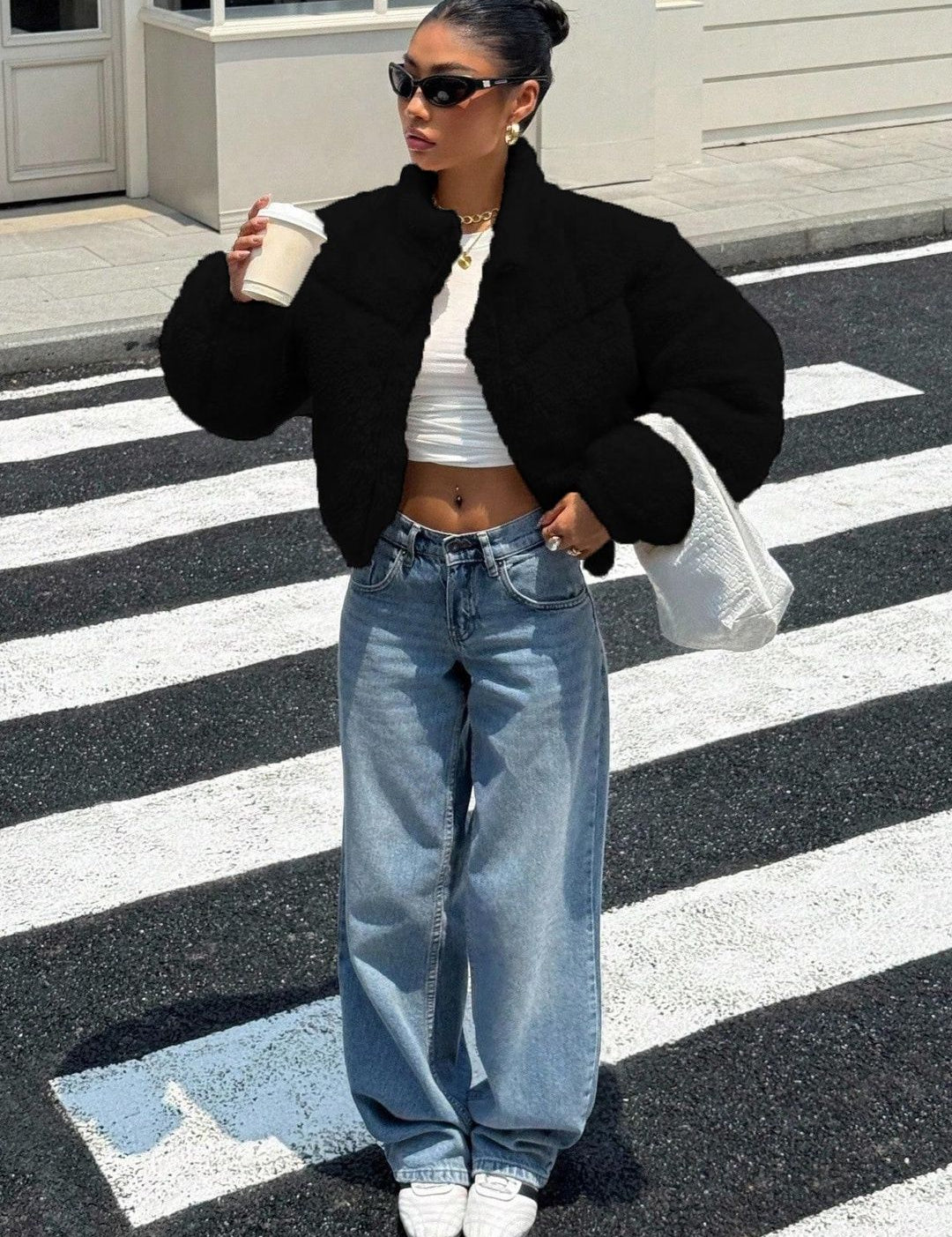 Kotty Women Woollen Crop Open Front Jacket