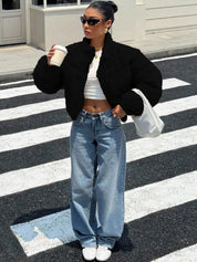 Kotty Women Woollen Crop Open Front Jacket