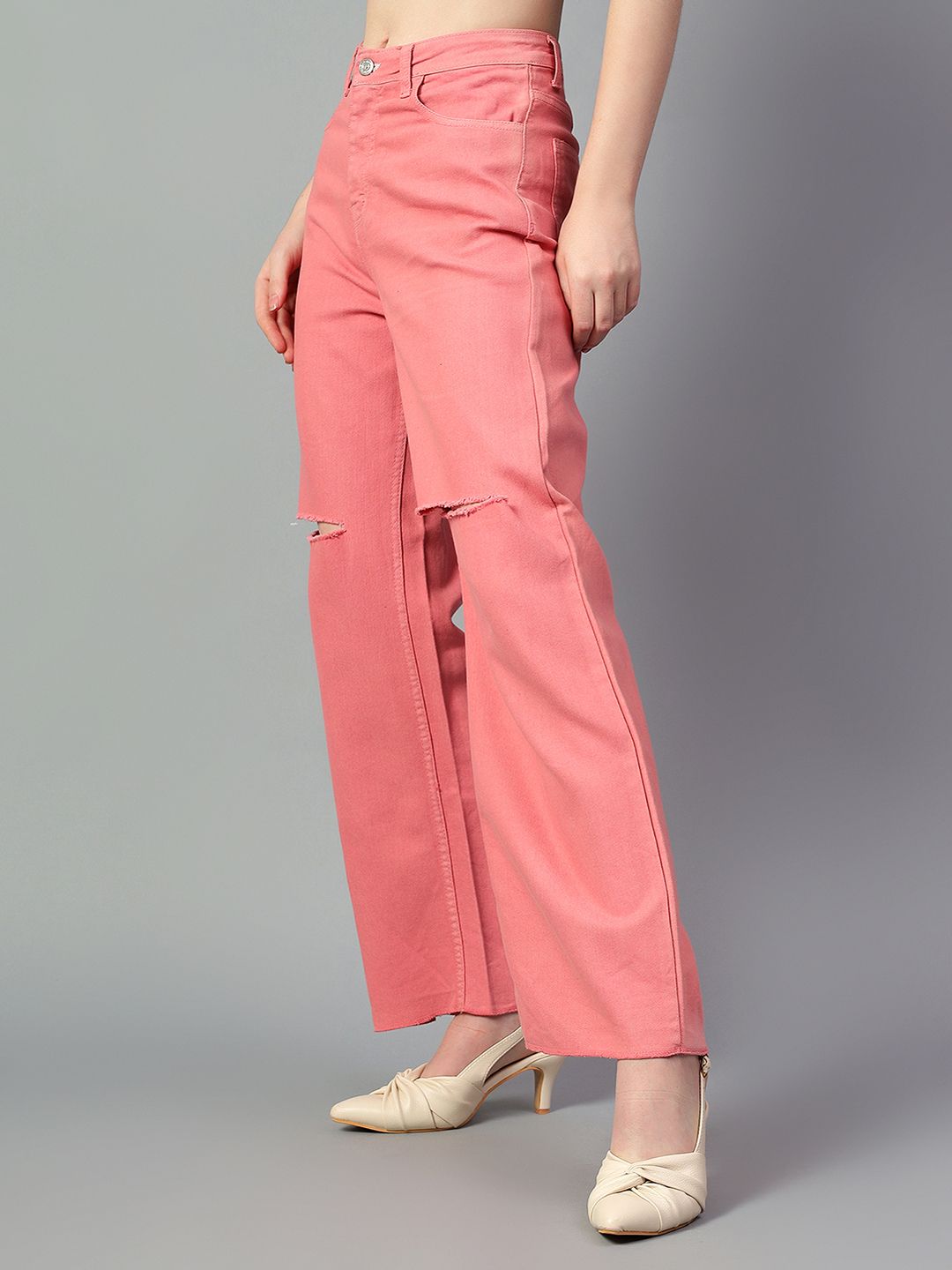 Kotty Women Bootcut High-Rise Slash Knee Stretchable Jeans