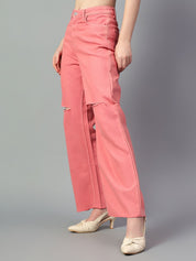 Kotty Women Bootcut High-Rise Slash Knee Stretchable Jeans