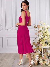 Kotty women fuchsia A-line midi dress