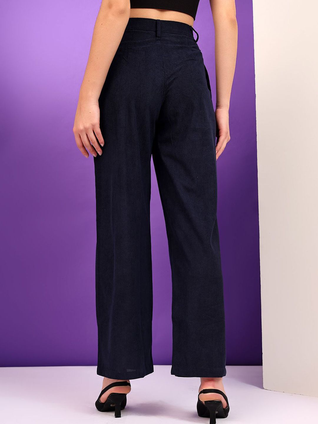 Kotty Women Relaxed Straight Leg High-Rise Easy Wash Pleated Formal Trousers