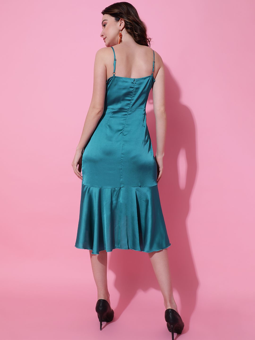 Kotty Women Solid A-Line Midi Dress