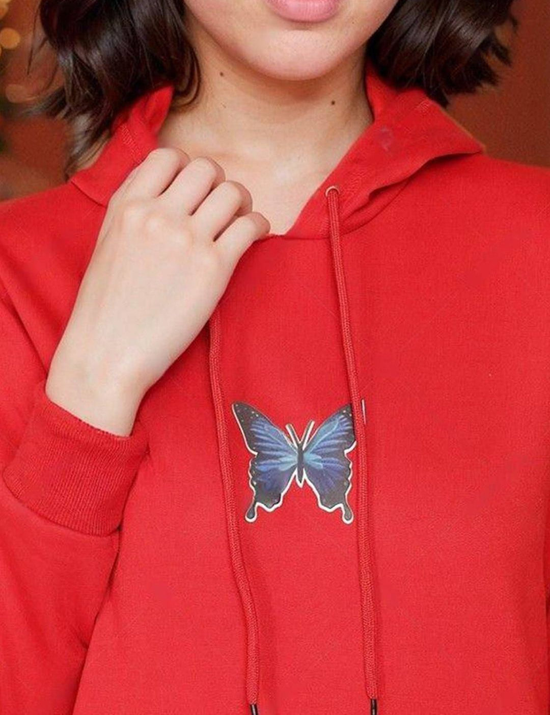 Kotty Women Printed Hooded Pullover Therma-Fit Cotton Sweatshirt