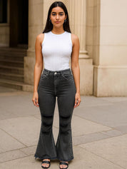 Kotty Women Flared Fit High-Rise Mildly Distressed Stretchable Jeans