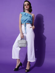 Kotty Women Polka Dots Printed One Shoulder  Top