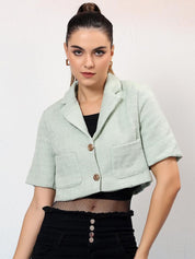Kotty Notched Lapel Single Breasted Crop Blazer