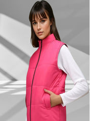 Kotty Women Stand Collar Solid Lightweight Gilet Jacket