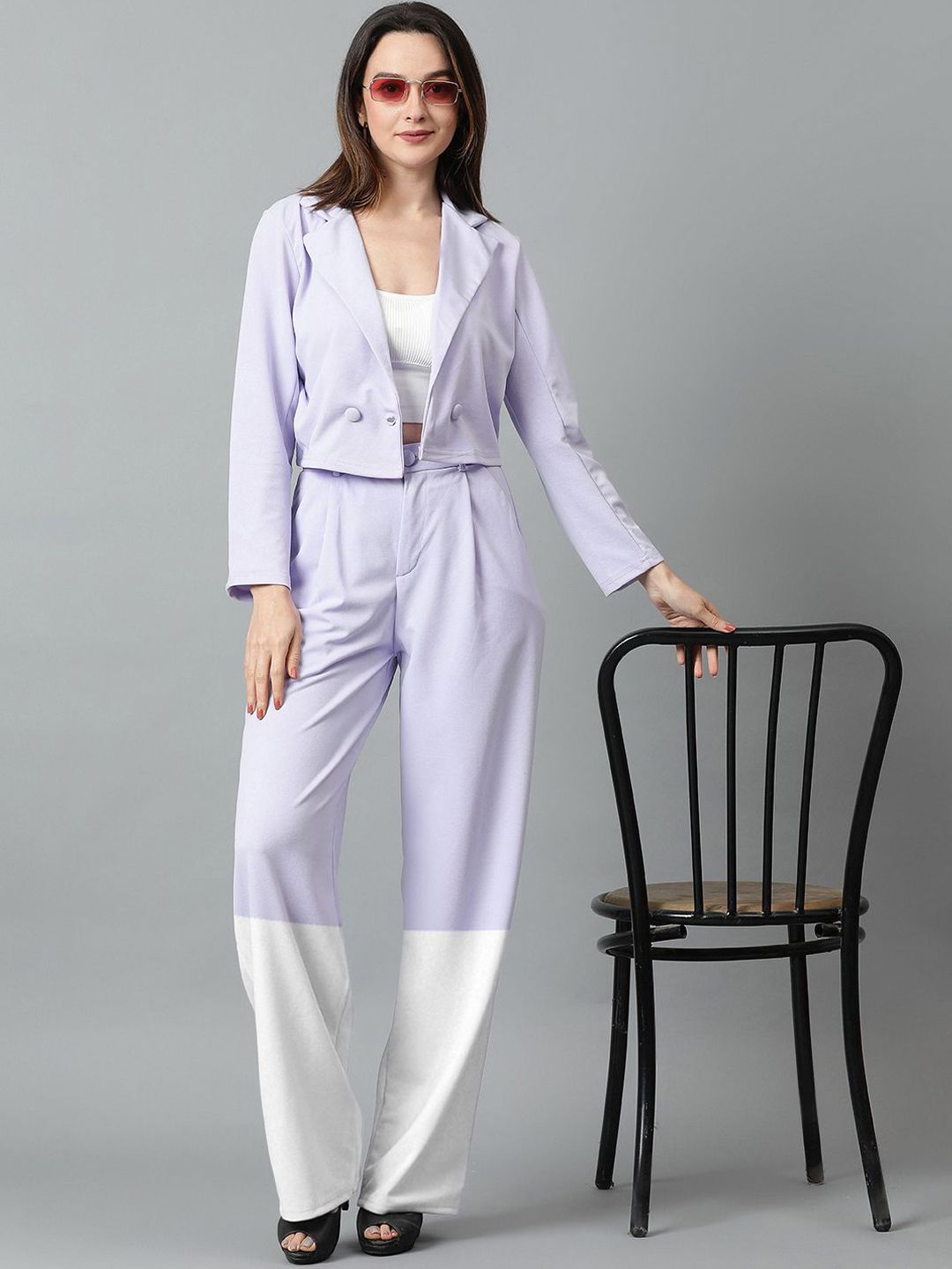 Kotty Women Colourblocked Relaxed Straight Leg Straight Fit High-Rise Easy Wash Trousers