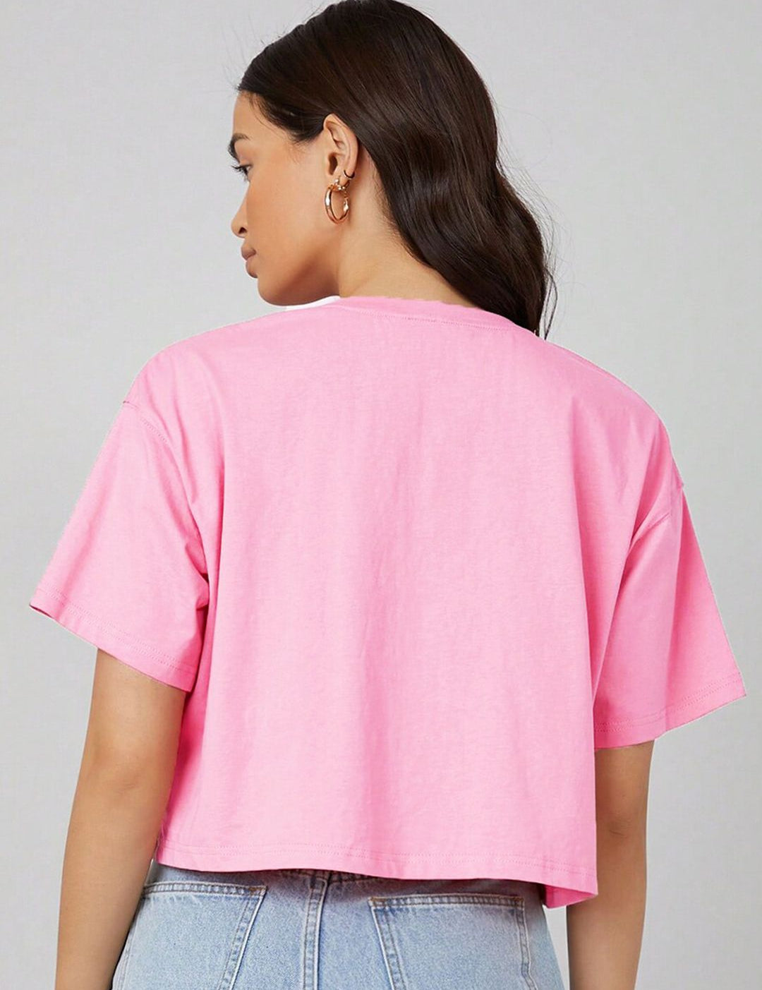 Kotty Graphic Printed Drop Shoulder Sleeves Oversized Crop T-shirt