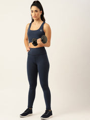 Kotty Women Navy Blue High-Rise Sports Bra & Tights