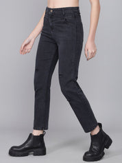 Kotty Women Black Skinny Fit High-Rise Mildly Distressed Jeans