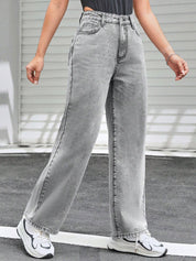 Kotty Women Blue Jean Straight Fit High-Rise Heavy Fade Stretchable Jeans