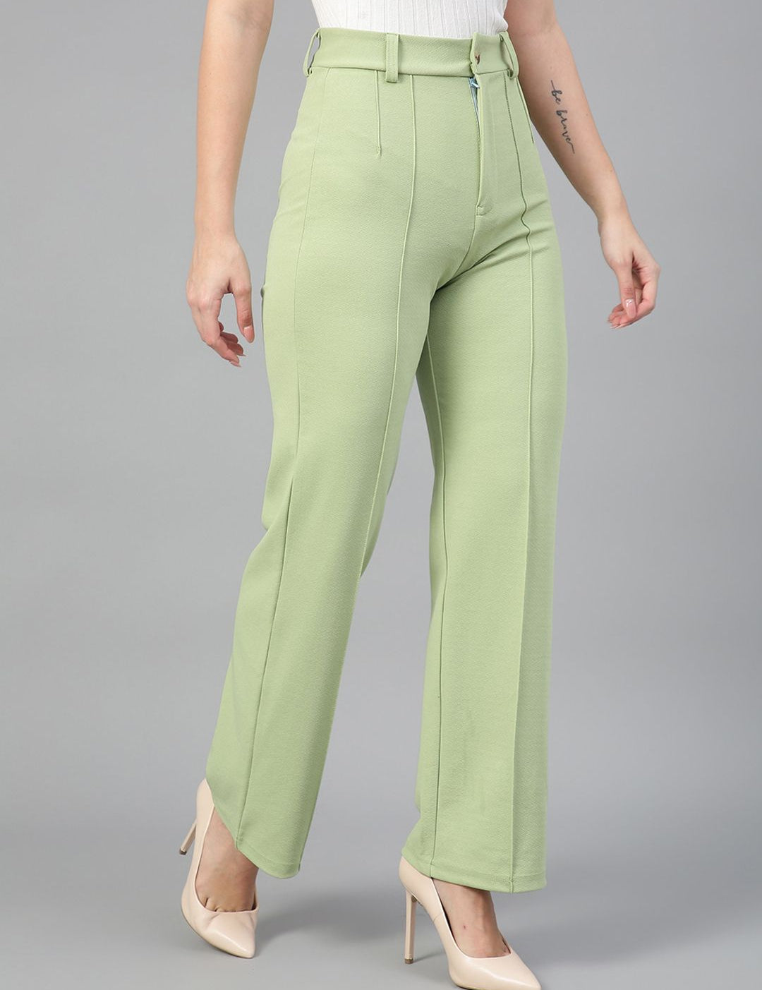 Kotty Women Pack Of 2 Straight Fit High-Rise Easy Wash Parallel Trousers