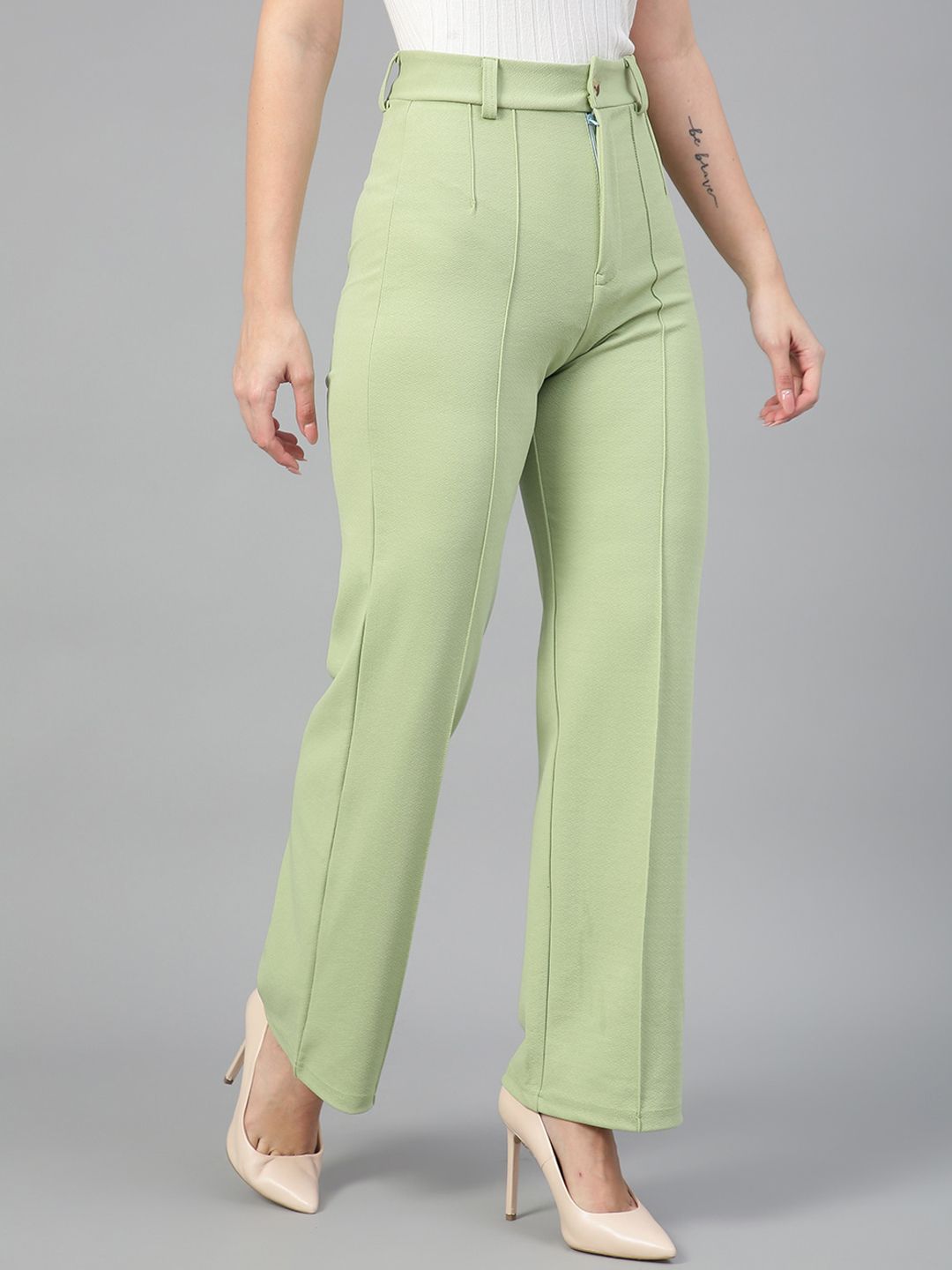 Kotty Women Pack Of 2 Straight Fit High-Rise Easy Wash Parallel Trousers