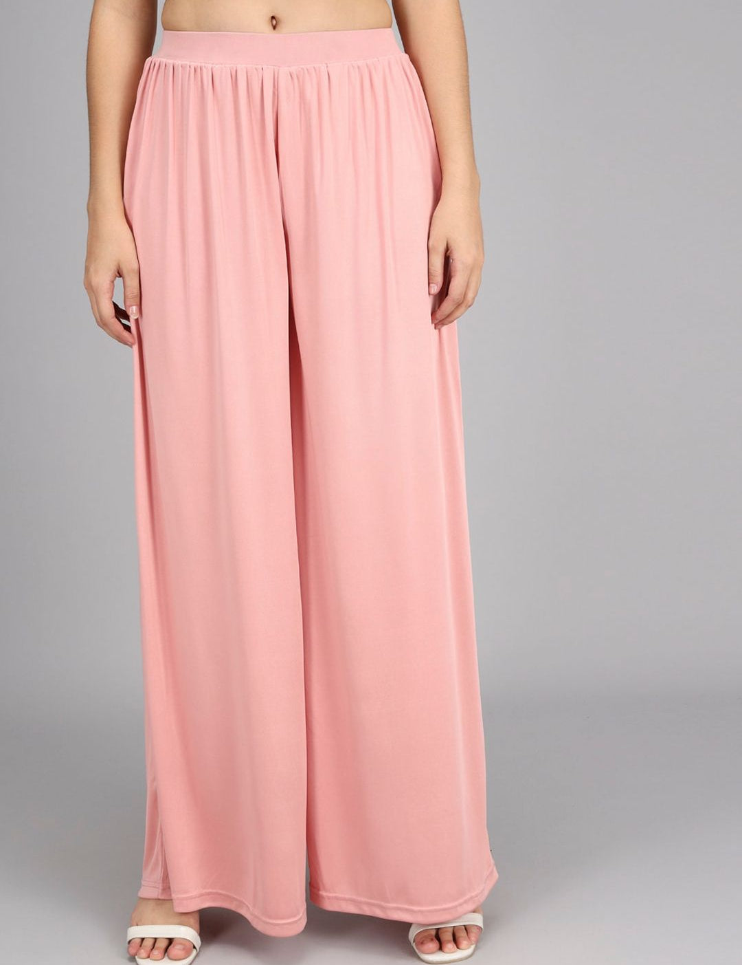Kotty Women Pink Flared High-Rise Pleated Trousers
