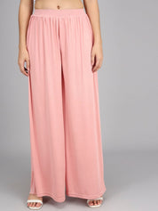 Kotty Women Pink Flared High-Rise Pleated Trousers