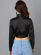 Kotty V-Neck Satin Wrap Crop Top