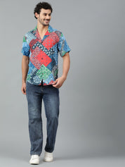 Kotty Men Cuban Collar Ethnic Motifs Printed Casual Shirt