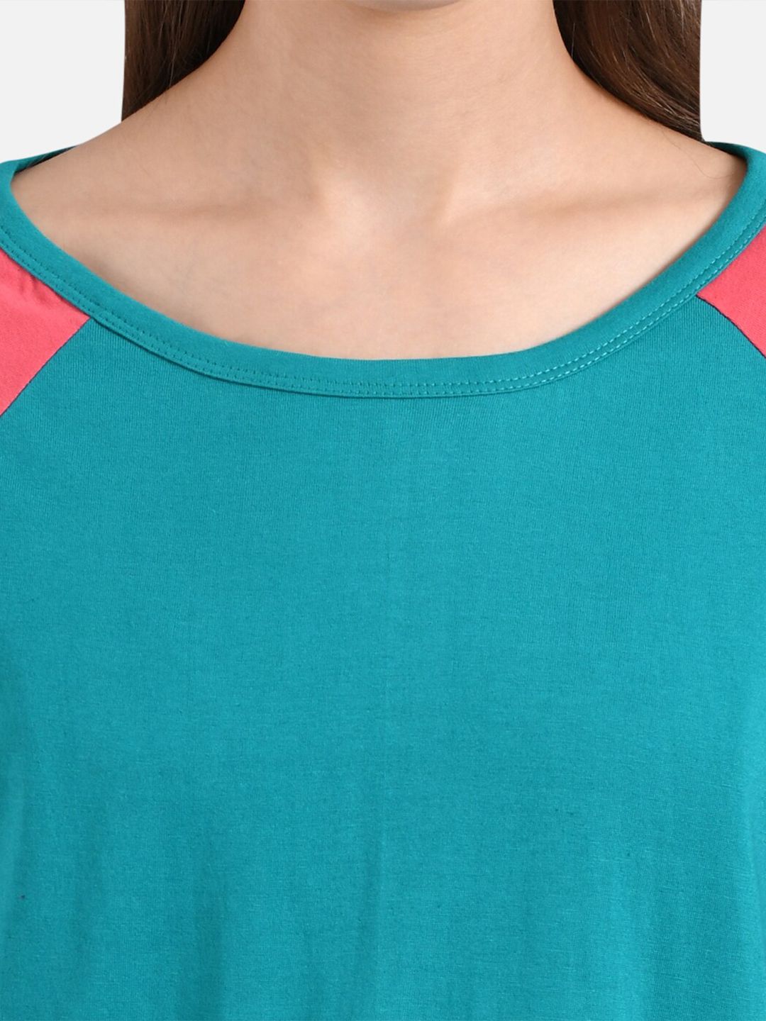 Kotty Women Blue Solid Round Neck T-shirt