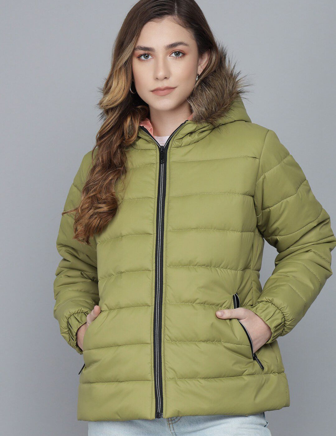 Kotty Women Green Lightweight Padded Jacket