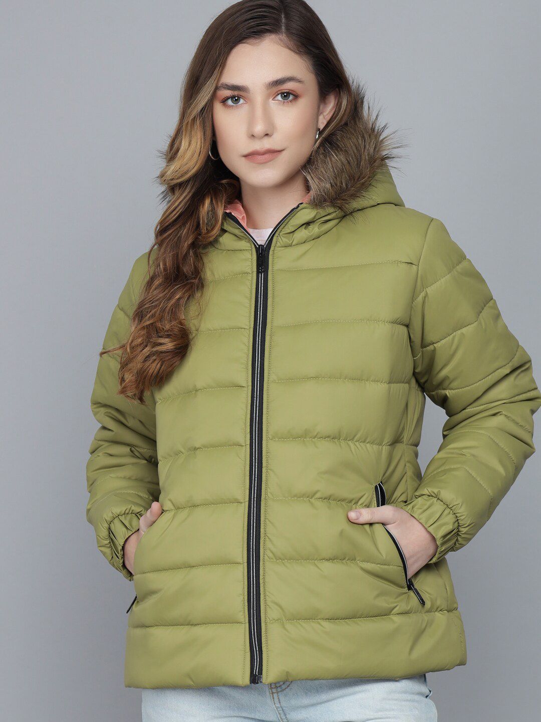 Kotty Women Green Lightweight Padded Jacket