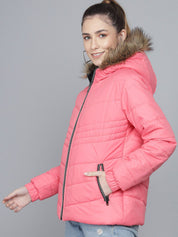 Kotty Women Pink Hooded Puffer Jacket