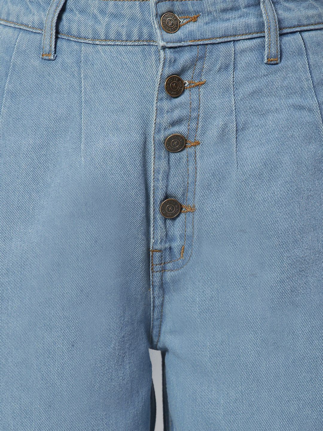 Kotty Women Blue Flared High-Rise Cotton Clean Look Jeans