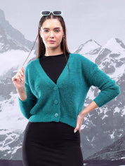 Kotty Women Ribbed Cotton Crop Cardigan