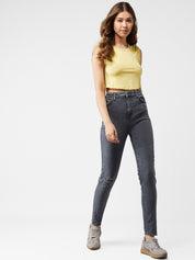 Kotty Women Grey Skinny Fit High-Rise Mildly Distressed Jeans
